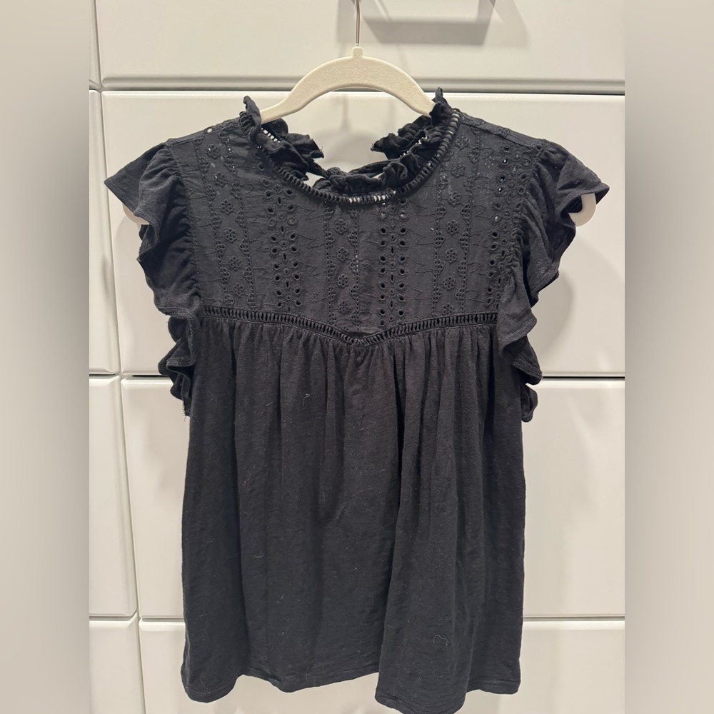 Anthropologie Erin + Ali Black Cotton Top SZ XS